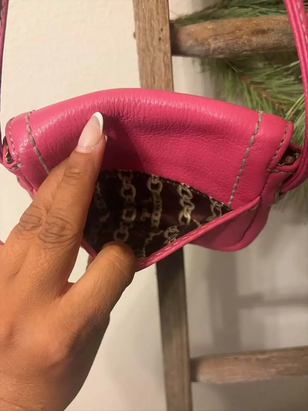 Tignanello Pebbled Leather Mini Flap Crossbody Bag in Pink